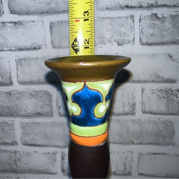 Vintage Gouda Holland Pottery Candlestick 11.5” Folk Art Signed - Picture 8 of 11